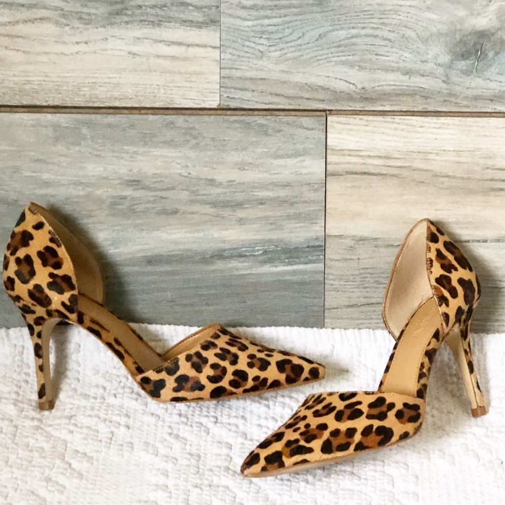 J Crew Lana sheared calf leopard pumps